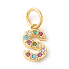 Brass Micro Pave Colorful Cubic Zirconia Charms ZIRC-F092-01-S-1