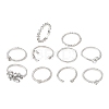 10Pcs Alloy with Crystal Rhinestone Finger Rings WG3531F-03-1