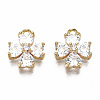 Brass Micro Pave Clear Cubic Zirconia Charms KK-T056-72G-NF-1