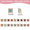 WADORN 180Pcs 18 Colors Square Glass Rhinestone Ornament Accessories DIY-WR0002-74-2