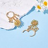 Sun Brass Dangle Huggie Hoop Earrings EJEW-SW00001-04-2