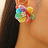 Brass Plastic Flower Stud Earrings FS-WG6C53A-09-1