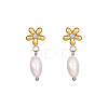 Stainless Steel Flower Earrings with Natural Pearls for Women GE0361-1-1