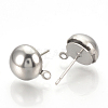 Non-Tarnish 304 Stainless Steel Stud Earrings Findings STAS-R096-12mm-01-2