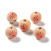 Printed Wood European Beads WOOD-Z002-08H-1