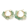 Natural Green Aventurine Chips Braided Hoop Earrings EJEW-JE04940-03-1