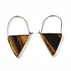 Natural Tiger Eye Triangle Dangle Hoop Earrings G-S359-363C-2