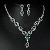 Horse Eye Alloy Rhinestone Necklaces & Stud Earring Sets for Women SJEW-U001-01P-06-1