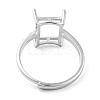 Rectangle Adjustable 925 Sterling Silver Ring Components STER-G042-08P-3