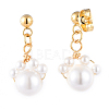 Shell Pearl Dangle Stud Earrings EJEW-JE04137-02-2