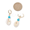 Synthetic Turquoise & Shell Leverback Earrings EJEW-JE06880-5