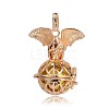 Golden Plated Brass Hollow Round Cage Pendants KK-J252-04G-1