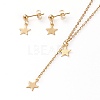 304 Stainless Steel Cable Chains Pendant Necklaces and Stud Earrings Sets SJEW-I205-03A-3
