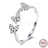 Rhodium Plated 925 Sterling Silver Cuff Rings RJEW-BB66961-1