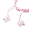 Natural Rose Quartz Pi Disc Braided Bead Bracelet BJEW-JB08793-5