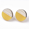 Resin & Wood Stud Earrings EJEW-N017-003A-C04-2