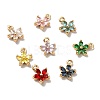 Brass Cubic Zirconia Flower Charms KK-O141-01G-M-1