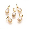 Brass Cubic Zirconia Charms KK-E772-13C-G-2