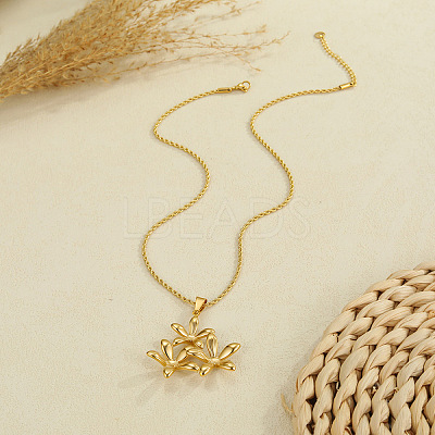 304 Stainless Steel 3D Flower Pendant Necklaces for Women WGDBDE2-01-1