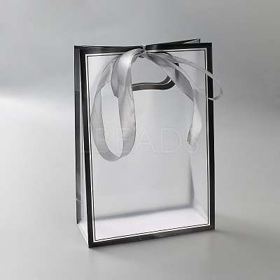 Rectangle Plastic Packaging Gift Bags with Hole Handle and Silk Ribbon ABAG-WH0044-61C-1