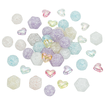 45pcs 3 styles Transparent Crackle Acrylic Beads TACR-PH0001-76-1
