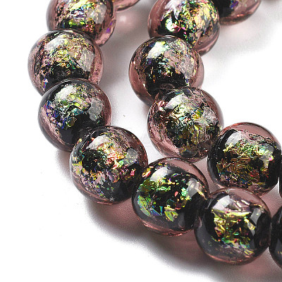 Handmade Foil Lampwork Beads Strands FOIL-K003-06B-18-1