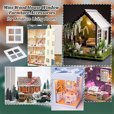 Mini Wood Dollhouse Window Furniture Accessories AJEW-WH0567-99-1