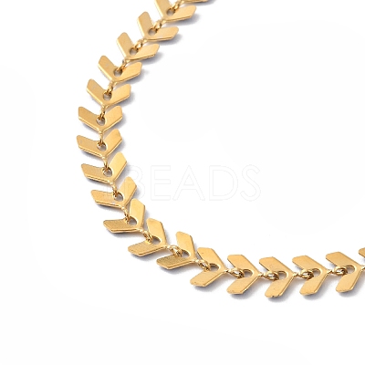Enamel Ear of Wheat Link Chain Necklace NJEW-P220-02G-03-1