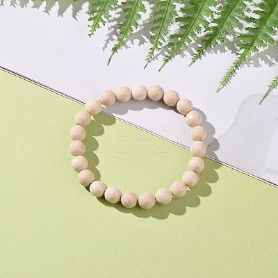 Natural Fossil Bead Stretch Bracelets BJEW-K212-B-015-1