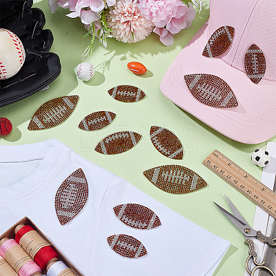 12Pcs 3 Styles Sports Theme Resin Rhinestone Iron on/Sew on Cloth Patches DIY-OC0015-19-1