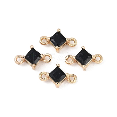 Brass Pave Glass Rhombus Links Connector Charms GLAA-Q088-001H-1