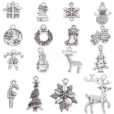 96Pcs 16 Style Tibetan Style Alloy Pendants FIND-SC0004-75-1