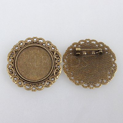 Vintage Alloy Brooch Cabochon Bezel Settings X-PALLOY-N0085-53AB-NF-1