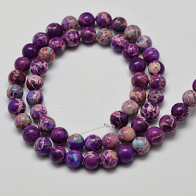 Natural Imperial Jasper Round Bead Strands G-I103-6mm-02-1