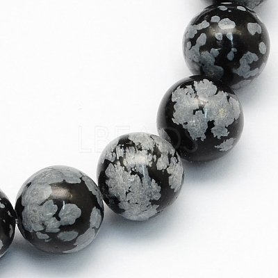 Natural Snowflake Obsidian Round Beads Strands G-S172-4mm-1