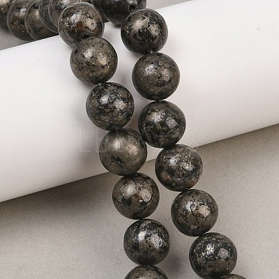 Natural Pyrite Beads Strands G-P303-01-8mm-8-1