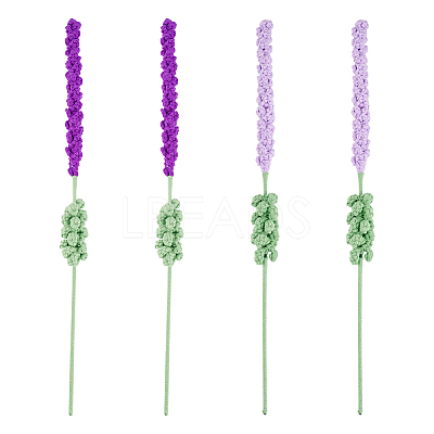 4Pcs 2 Colors Crochet Polyester Lavender Flower Ornaments AJEW-FG0002-67-1