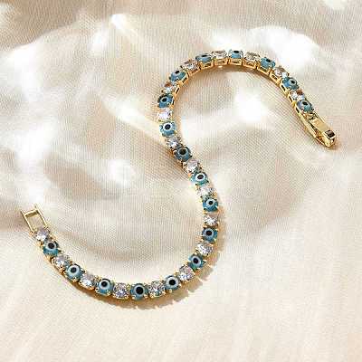 Brass Enamel Link & Charm Bracelets BJEW-Z094-02G-01B-1