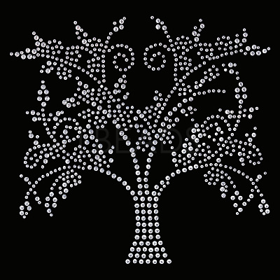 Tree of Life Glass Hotfix Rhinestone DIY-WH0419-59-1