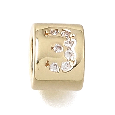 Brass Micro Pave Clear Cubic Zirconia Beads CU-CBAA19F-01G-D-1