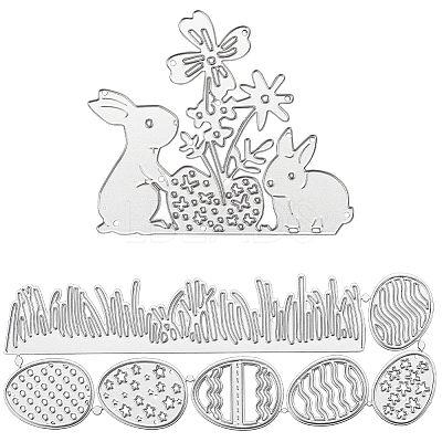2 Styles Easter Egg & Rabbit Cutting Dies Stencils DIY-CP0012-03-1