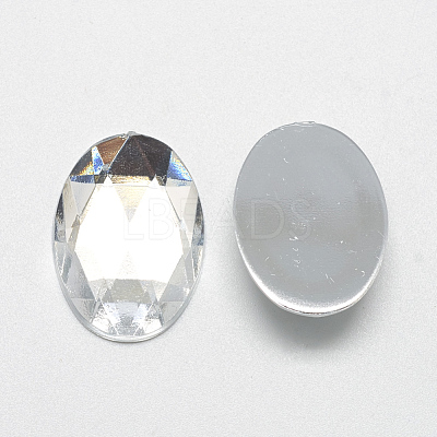 Acrylic Rhinestone Flat Back Cabochons X-GACR-Q011-13x18-02-1