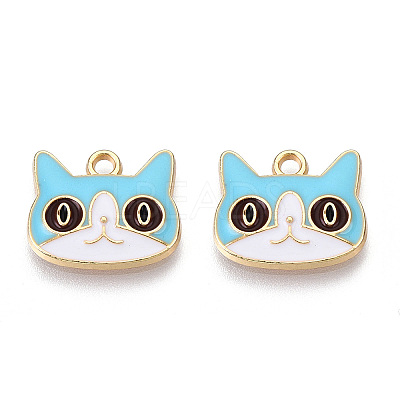 Light Gold Plated Alloy Kitten Pendants X-ENAM-T009-41A-1