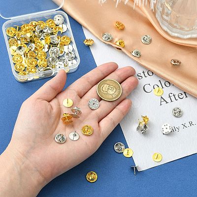 50Pcs 2 Colors Brass Butterfly Clutches Pin Backs KK-CJ0002-54-1