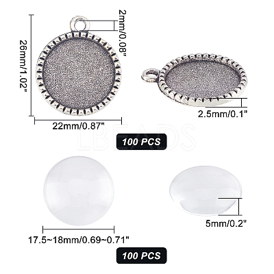200Pcs DIY Half Round Pendant Making Kits DIY-AR0001-38AS-1
