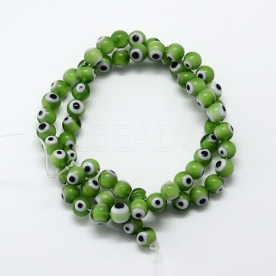 Handmade Evil Eye Lampwork Round Bead Strands LAMP-L055-8mm-11-1