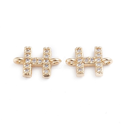 Brass Micro Pave Cubic Zirconia Letter Links ZIRC-I042-16G-H-1