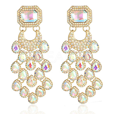 Teardrop with Rectangle Alloy Rhinestone Chandelier Earrings FS-WGBF96F-06-1