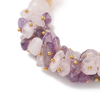 Natural Amethyst & Natural Rose Quartz  Beaded Bracelets for Women BJEW-JB13150-01-1