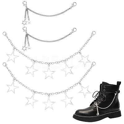 4Pcs 2 Styles Star Alloy Charms Boot Strap Chains AJEW-CP0006-44-1